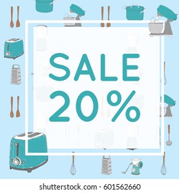 Kitchenware Set Pattern With Text Box