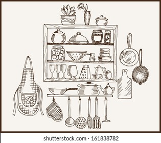 kitchenware. set of vector sketches