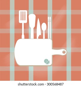 kitchenware sign,  cooking book page concept vector illustration