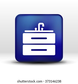 Kitchenware sink basin icon vector button logo symbol concept.