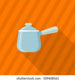 Kitchenware soup pot flat  icon with long shadow,circle,eps10,interface,button