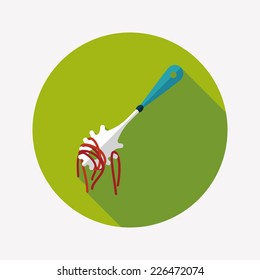 kitchenware spaghetti spoon flat icon with long shadow,eps10