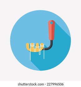 kitchenware spaghetti spoon flat icon with long shadow,eps10