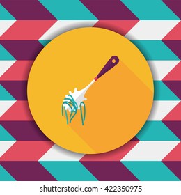 kitchenware spaghetti spoon flat icon with long shadow,eps10