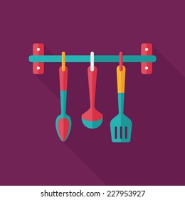 kitchenware spatula flat icon with long shadow,eps10