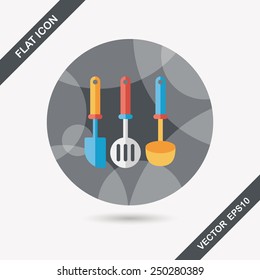 kitchenware spatula flat icon with long shadow,eps10
