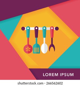 kitchenware spatula flat icon with long shadow,eps10