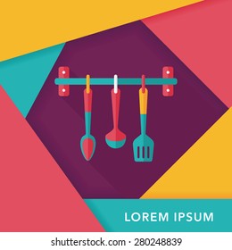 kitchenware spatula flat icon with long shadow,eps10