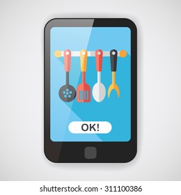 kitchenware spatula flat icon with long shadow,eps10