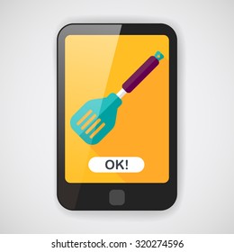 kitchenware spatula flat icon with long shadow,eps10
