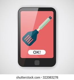 kitchenware spatula flat icon with long shadow,eps10