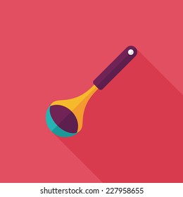 kitchenware spoon flat icon with long shadow,eps10