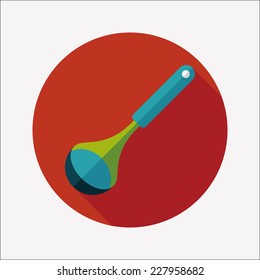 kitchenware spoon flat icon with long shadow,eps10