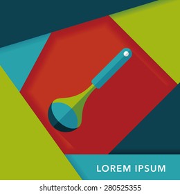 kitchenware spoon flat icon with long shadow,eps10