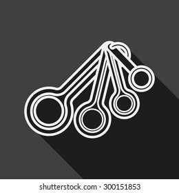 kitchenware spoon flat icon with long shadow, line icon
