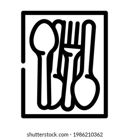 kitchenware spoon and fork line icon vector. kitchenware spoon and fork sign. isolated contour symbol black illustration