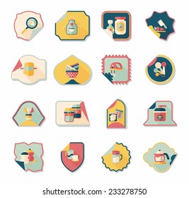 Kitchenware sticker flat banner background set, eps10