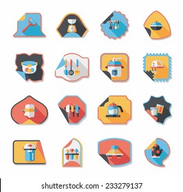 Kitchenware sticker flat banner background set, eps10