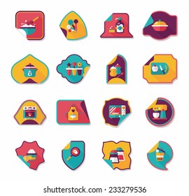 Kitchenware sticker flat banner background set, eps10