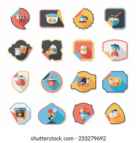 Kitchenware sticker flat banner background set, eps10
