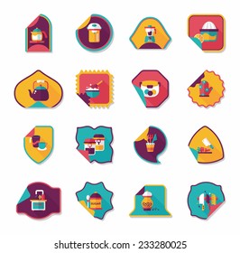 Kitchenware sticker flat banner background set, eps10