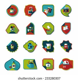 Kitchenware sticker flat banner background set, eps10