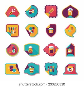 Kitchenware sticker flat banner background set, eps10