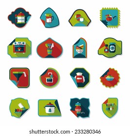 Kitchenware sticker flat banner background set, eps10