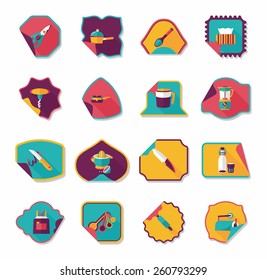 Kitchenware sticker flat banner background set, eps10