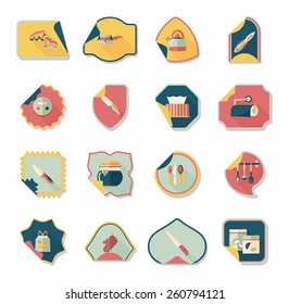 Kitchenware sticker flat banner background set, eps10