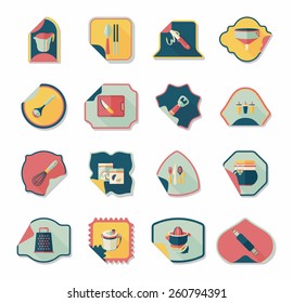 Kitchenware sticker flat banner background set, eps10