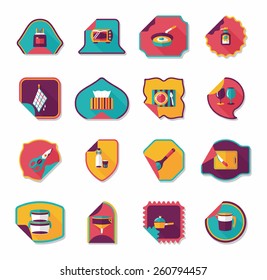 Kitchenware sticker flat banner background set, eps10