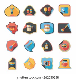 Kitchenware sticker flat banner background set, eps10