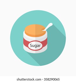 Kitchenware sugar bowl flat  icon with long shadow,circle,eps10,interface,button