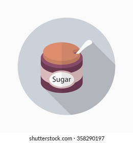 Kitchenware sugar bowl flat  icon with long shadow,circle,eps10,interface,button