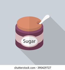 Kitchenware sugar bowl flat  icon with long shadow,circle,eps10,interface,button