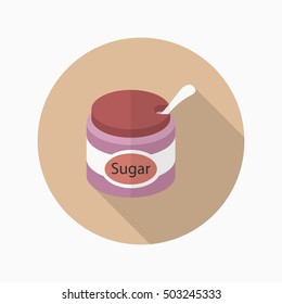 Kitchenware sugar bowl flat  icon with long shadow,circle,eps10,interface,button