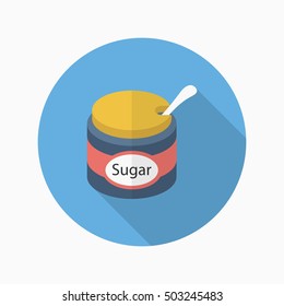 Kitchenware sugar bowl flat  icon with long shadow,circle,eps10,interface,button