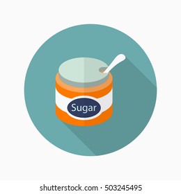 Kitchenware sugar bowl flat  icon with long shadow,circle,eps10,interface,button