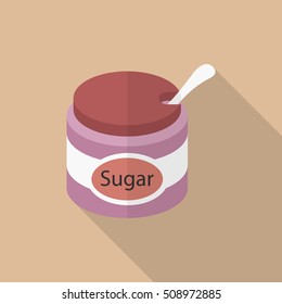 Kitchenware sugar bowl flat  icon with long shadow,circle,eps10,interface,button