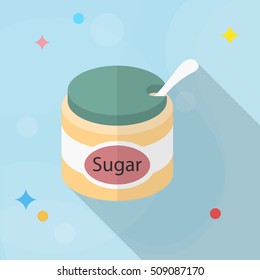 Kitchenware sugar bowl flat  icon with long shadow,circle,eps10,interface,button