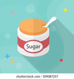 Kitchenware sugar bowl flat  icon with long shadow,circle,eps10,interface,button