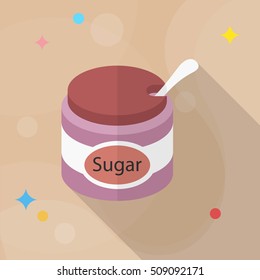 Kitchenware sugar bowl flat  icon with long shadow,circle,eps10,interface,button