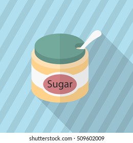 Kitchenware sugar bowl flat  icon with long shadow,circle,eps10,interface,button
