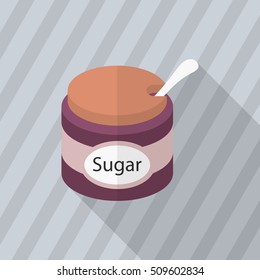 Kitchenware sugar bowl flat  icon with long shadow,circle,eps10,interface,button