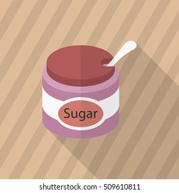 Kitchenware sugar bowl flat  icon with long shadow,circle,eps10,interface,button