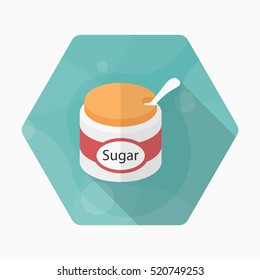 Kitchenware sugar bowl flat  icon with long shadow,circle,eps10,interface,button