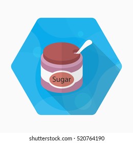 Kitchenware sugar bowl flat  icon with long shadow,circle,eps10,interface,button
