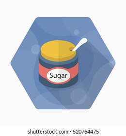 Kitchenware sugar bowl flat  icon with long shadow,circle,eps10,interface,button