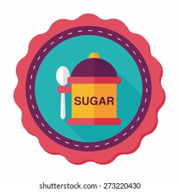 kitchenware sugar flat icon with long shadow,eps10